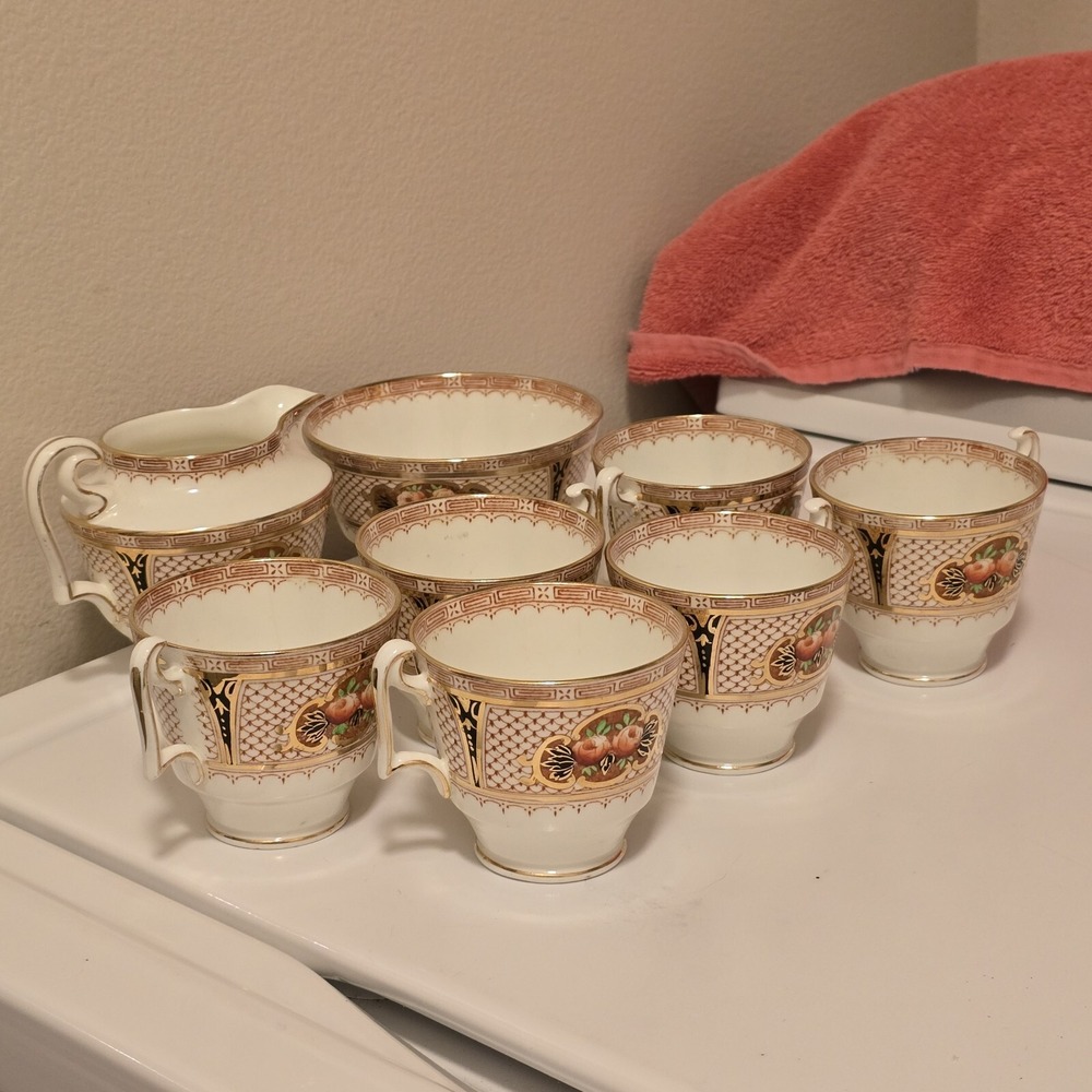 Vintage Fenton Mocha 3326 Bone China Fenton England 8 Piece Tea Set - Picture 2 of 16